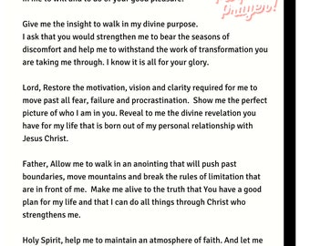 Reveal My Purpose Prayer Poster/ Printable Prayer Poster / Instant Download