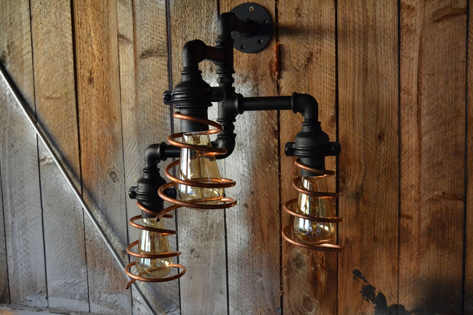 Industrial Lighting Pipe Light Wall fixture Antique Edison Etsy