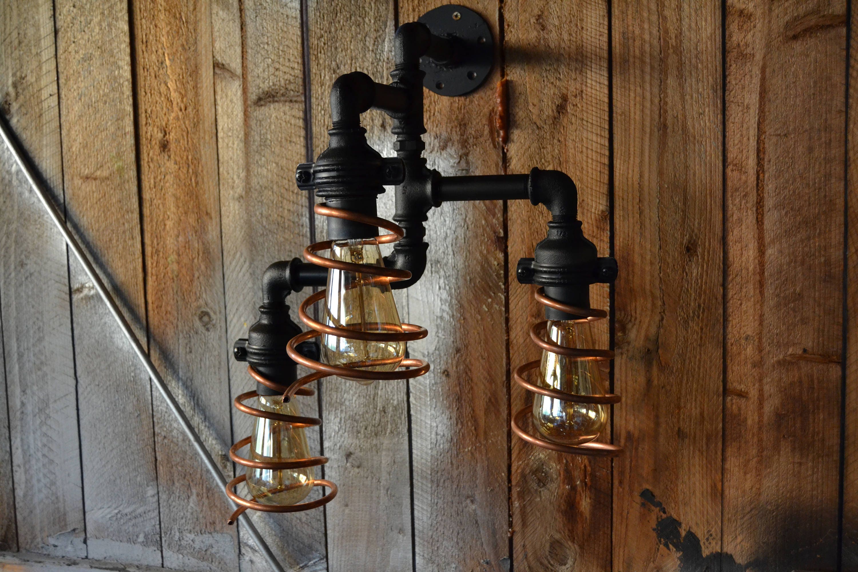Industrial Lighting Pipe Light Wall fixture Antique Edison Etsy