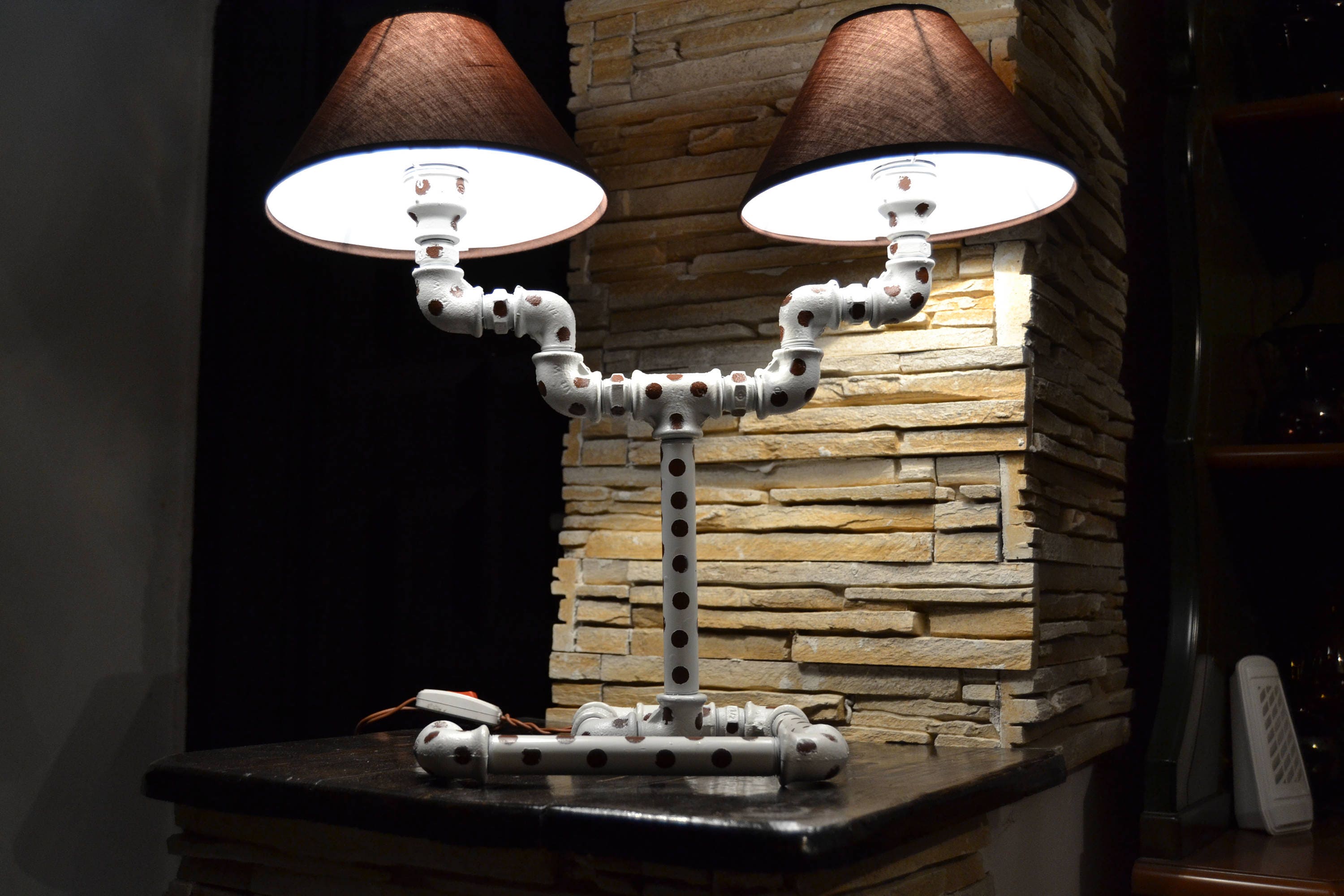 Desk Pipe Lamp with Lampshades Industrial Decor Pipe Light Etsy