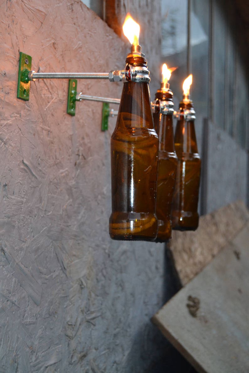 3 Beer Bottle Tiki Torches Gift for Mom Outdoor Lighting Etsy