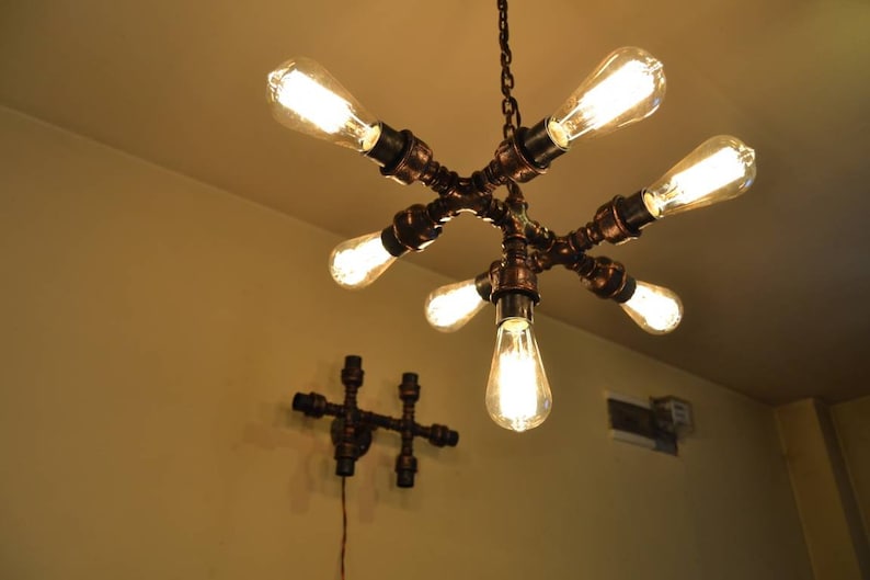 Full Bathroom Set Of 2 Vanity Light Fixtures Wall Pipe Lamp Hanging Pendant Decor Chandelier Rustic Industrial Handmade Modern