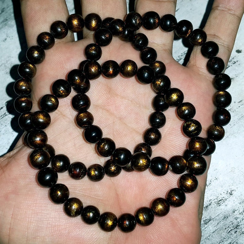 Genuine Golden Black Coral Sea Willow Bracelet Beads 16 mm
