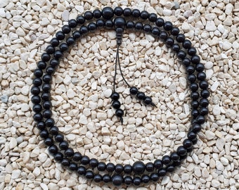 Awesome 10 MM Borneo Black Ebony Mala 108 Buddhist Prayer Beads Rosary