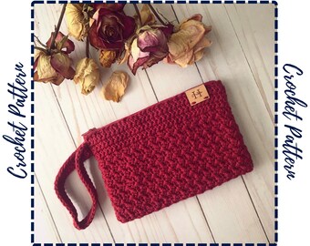 Cassie Wristlet Crochet Pattern | crochet bag, crochet purse, crochet wristlet, crochet clutch, crochet pouch, crochet make up bag