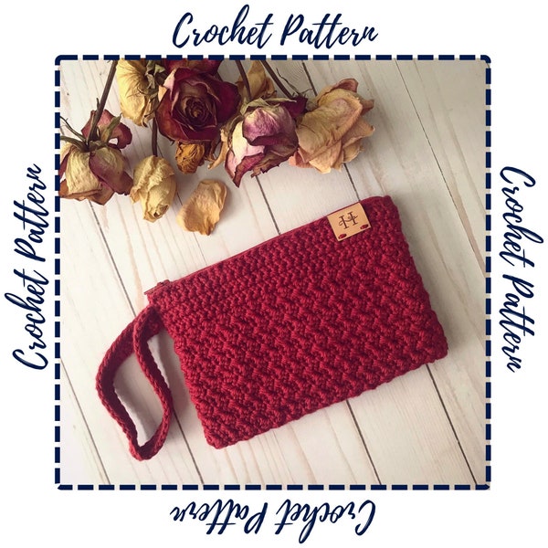 Cassie Wristlet Crochet Pattern | crochet bag, crochet purse, crochet wristlet, crochet clutch, crochet pouch, crochet make up bag