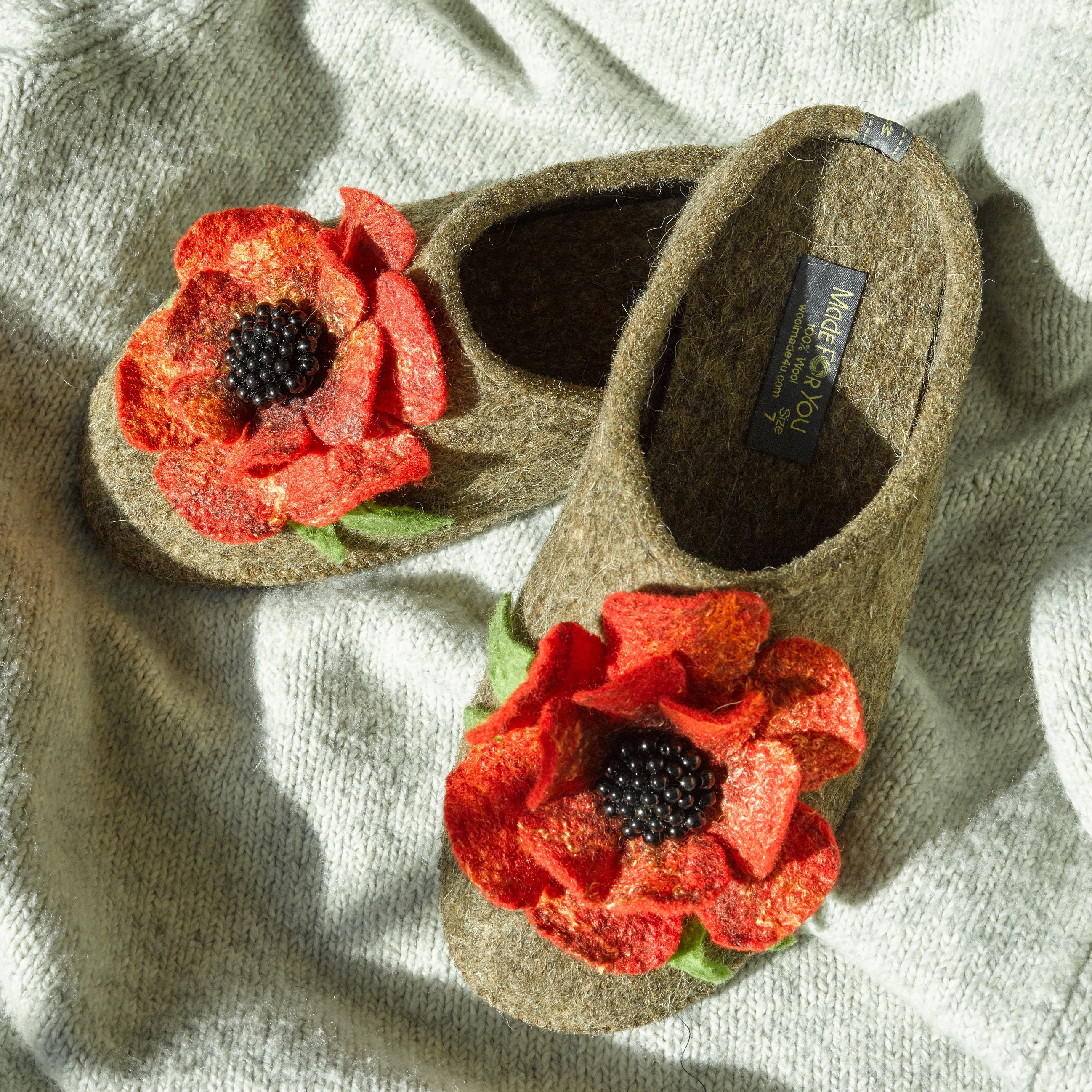 100 Boiled Wool Women's Slippers With Arch Support Etsy