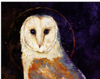 Barn owl, owl, owl painting, owl print, barn owl print, barn owl painting, wildlife painting, wall decor, wall art