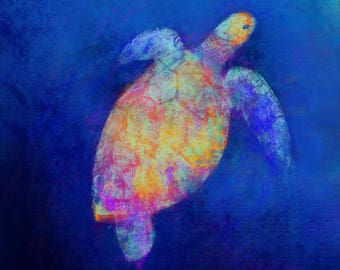 Sea Turtle Print, Turtle Painting, Turtle Art, Turtle Gifts, Beach House Decor, Coastal Wall Decor, Sea Life, Ocean, Beach Art