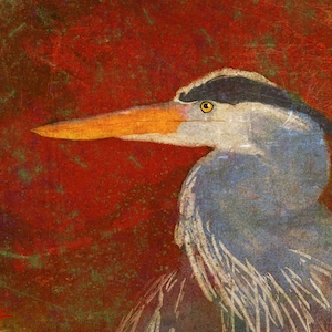 Great Blue Heron Print, Heron Painting, Bird Painting, Art Print, Bird Art, Beach House Art, Coastal Art, Wildlife Painting, Bird Print