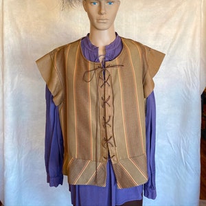 Doublet, Costume Vest, Cosplay Vest, Renaissance Vest, Medieval Vest, Fantasy Vest, Medieval Doublet, Renaissance Doublet, Striped Doublet