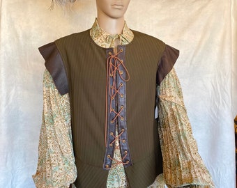 Doublet,Costume vest, Cosplay Vest, Renaissance Vest, Medieval Vest, Fantasy vest, Medieval Doublet, Renaissance Doublet, Olive Doublet