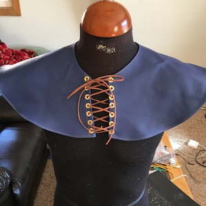 Blue Mantle, Medieval Mantle, Leather Mantle, Renaissance Mantle