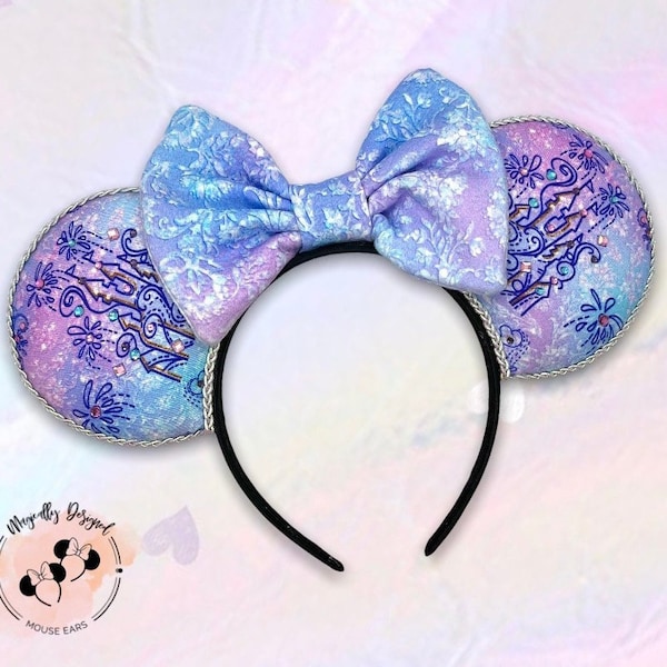 Disney Castle Mouse ears, Mickey ears, brocade ears, celebration, birthday minnie ears, castle ears iridescent