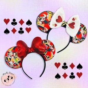 Orecchie da topo Regina di Cuori, orecchie da Alice nel Paese delle meraviglie, orecchie da cattivo Disney, regina di cuori Disney, orecchie da topo, con la testa, cartoline