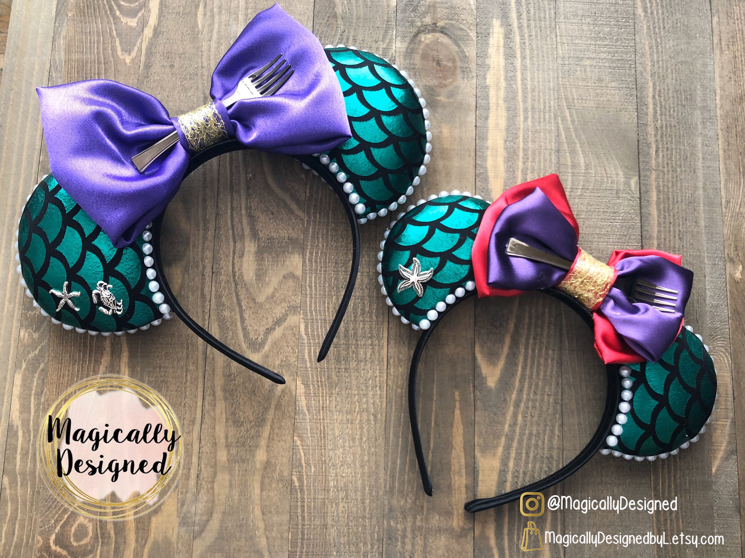 The Little Mermaid Disney Ears Ariel Minnie Ears Mickey Etsy
