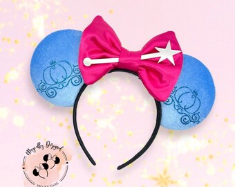 Fairy Godmother Disney Ears, Cinderella Fairy mouse ears, disney fairy ears, bibbidi bobbidi boo ears, velvet disney ears, Minnie ears