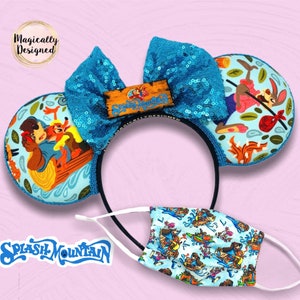 Splash Mountain Disney ears and masks matching ears and mask minnie Mickey ears the laughing place zip a dee doo dah Disneyland Disney world