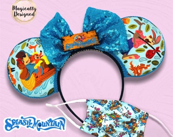 Splash Mountain Disney ears and masks matching ears and mask minnie Mickey ears the laughing place zip a dee doo dah Disneyland Disney world