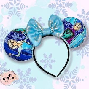 Frozen disney ears, Elsa Minnie Mouse ears, anna minnie ears, sisters, Mickey Mouse, Minnie Mouse, disney princess ears, Elsa Disney Ears