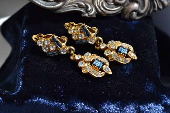 1930s French Sapphire Paste & Colourless Diamante… - image 3