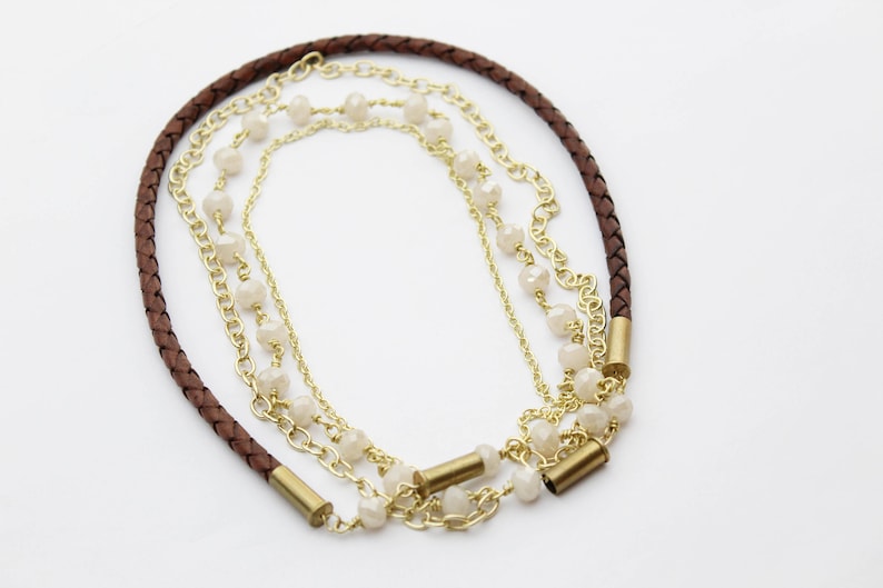Bullet Bolo Necklace Cream Beads Ammo Jewelry Bullet Jewelry Leather Jewelry Ammo Necklace Bullet Necklace 22 Bullet
