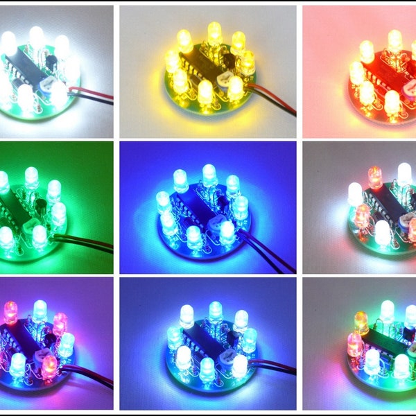 UFO LED Chaser Beacon Sequencer Lights Flash Show Strobe - 8x 5mm LEDs HK9906