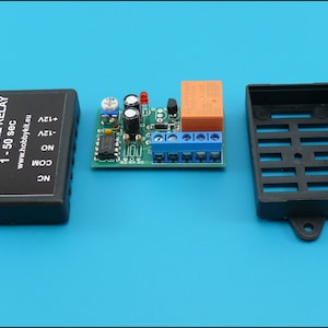 Relé temporizador de desligamento com retardo de tempo de 12V, ajustável de 1 a 50 segundos, módulo de interruptor de tempo HK1582