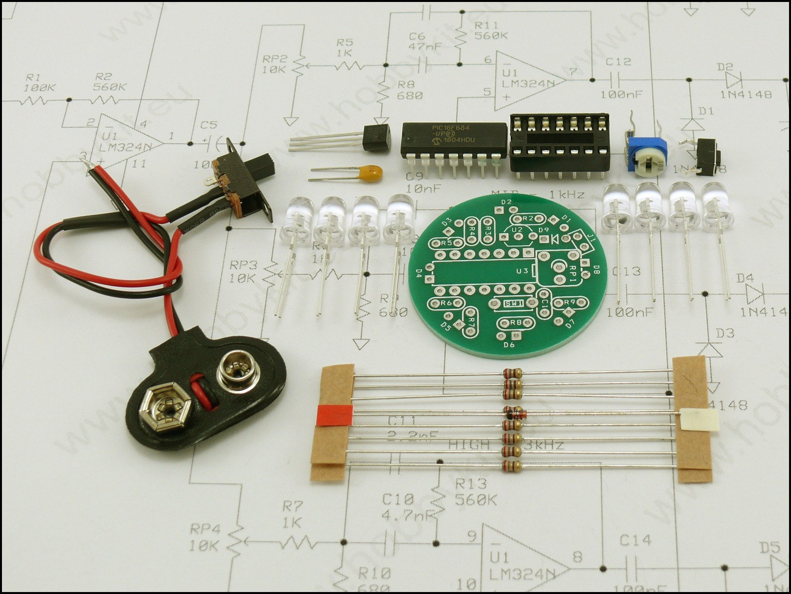 Led Sequencer Kit LED Beacon Light Chaser DIY Kit Round 8 Channel Sequencer 16 Programs ...
