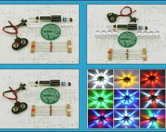 LED-Lauflicht-Bastelset mit rundem 8-Kanal-Sequenzer und 16 Programmen (HK9905K)