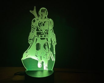 Mandalorian LED Color Changing Night Light Lamp with Remote Control