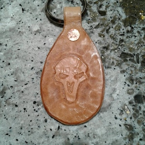 Overwatch Reaper fan art leather keychain, hand carved leather.