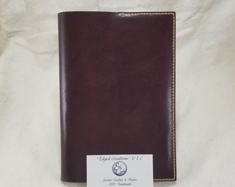 Italian Vegetable Tanned Bordeaux lLeather Journal, Refillable and Made by Hand in the USA