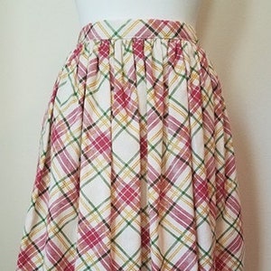 Christmas Plaid - 30" Vintage Inspired Pleated Skirt With Pockets By Linda Lee Clothing