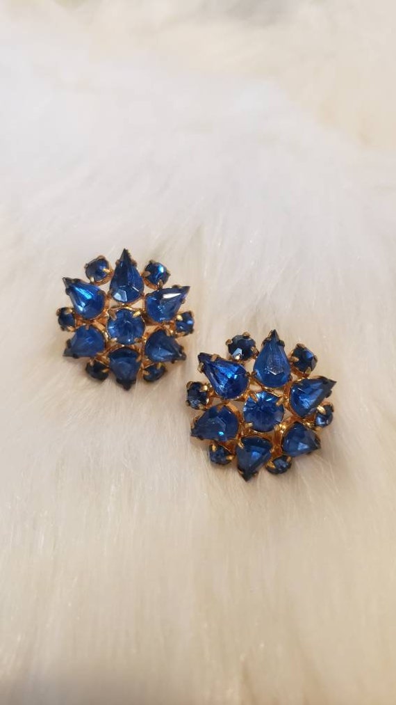 Royal Blue Glass Gemstone Screwback Clusters