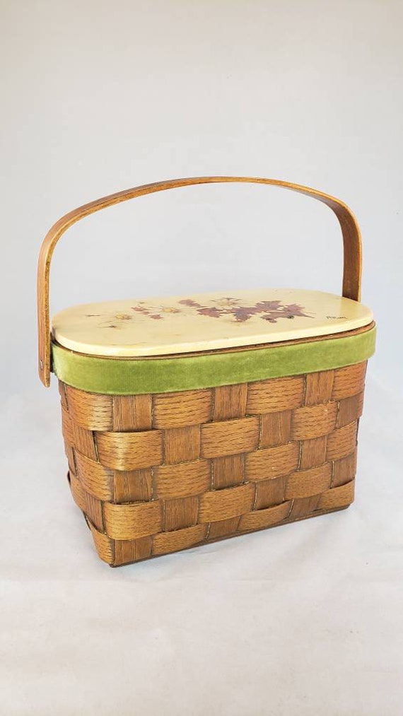 Vintage Wooden Basket Handbag