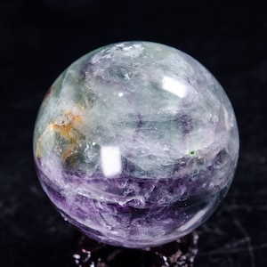 2.9&quot;LARGE Rainbow Green Fluorite Quartz Sphere/Fluorite Crystal Ball/Fluorite Crystal Sphere/Healing Ball/Meditation/Decor/Gift for Her