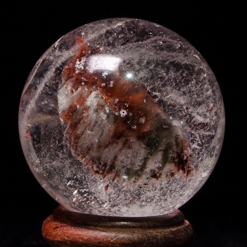 Red Phantom Clear Quartz Sphere Include Garden Crystal ball/Clear Crystal Ball/Scenic Quartz/Multi,inclusions Crystal Ball/Decor/Gift