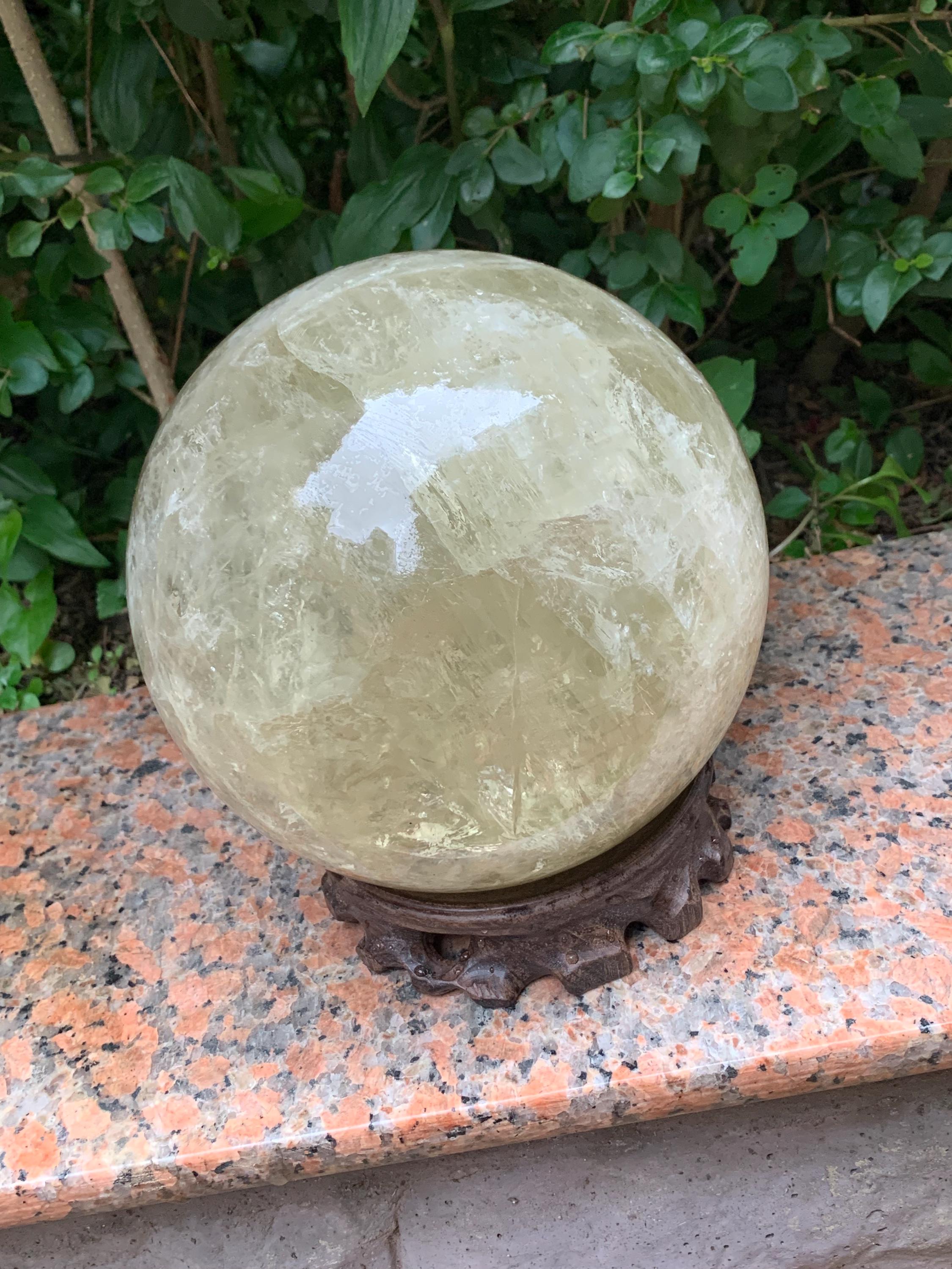Natural Golden Healer Ball Sphere Crystal Yellow Quartz Gemstones Jewelry Orb Healing Reiki Home Decor DIY Crafts Gift+Stand