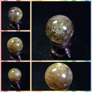 A Natural Citrine Quartz Crystal Sphere/Smoky Citrine Crystal Ball/Diameter 37mm/Healing Energy For Her/Yellow Quartz Ball