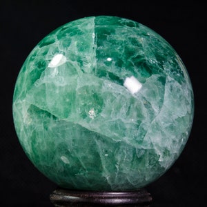 3.1&quot;LARGE Rainbow Green Fluorite Quartz Sphere/Fluorite Crystal Ball/Fluorite Crystal Sphere/Healing Ball/Meditation/Decor/Gift for Her