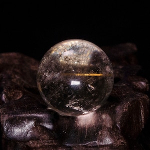 Clear Gold Rutilated Quartz Crystal Sphere/Gold Rutilated Ball/Gold Rutilated Sphere/Healing Ball/Energy Crystal Quartz/Collection