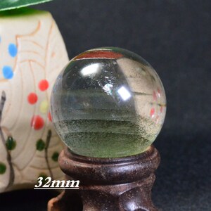 Natural Green Phantom Quartz Sphere,Clear Green Quartz Sphere with Natural Minerals,Lucky Quartz,Fortune Crystal,Diameter 32mm&35mm