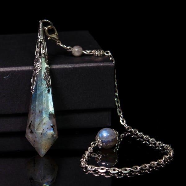 Pendule en quartz de labradorite AAAAA/outil de radiesthésie pour chakra/Reiki/équilibre/méditation/pendule en cristal/outil de divination/prier Dieu/lire une photo