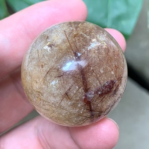 1.4&quot;Copper Red Rutilated Quartz Ball/Rutilated Crystal Sphere/Lodalite Quartz/Crystal Specimen/Necklace/Yellow Healer Quartz/Healing Quartz