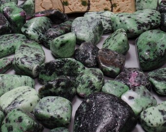 Gorgeous Ruby in Zoisite Gemstone Chips Loose Crystal Tumbled Wholesale polished Jewelry Green and Purple Crystal  Epidote