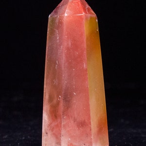 Natural Clear Quartz Tower with Red Angel Feathers Included/Red Amphibole In Quartz/Healing Quartz/Gift for Mom/Healing Crystal Tower/