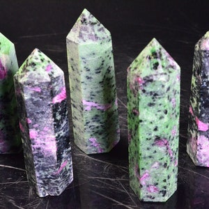 GOOD Ruby Zoisite Crystal Tower/Ruby Zoisite Quartz Points/Ruby In Zoisite/Green Crystal/Pink Crystal/Black Crystal/Christmas/Thanksgiving