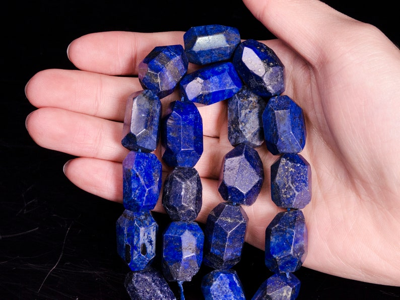 Full Strand Natural Lapis Lazuli Crystal Necklace/Lapis Lazuli Crystal Quartz Beads/Gift for Her/Gift for Mom/Girlfriend Gift/Special Gift image 2