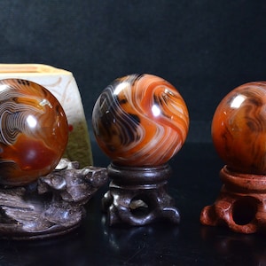 Natural carnelian Spheres,Red Agate with Natural Stripes&Natural lines,Carnelian Balls,Jewelry Making,Decor,Crystal Gift,Carving35-45mm